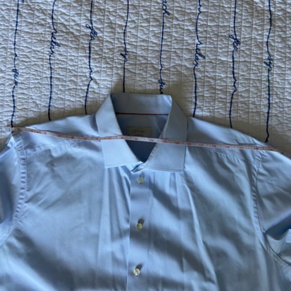ETON Men's Dress Shirt in Fine Pinstripe Blue. Size 17/43 - Picture 11 of 16